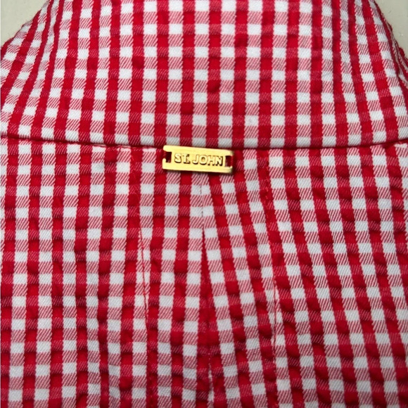 ST JOHN red and white gingham check jacket size 6 - Picture 4 of 6